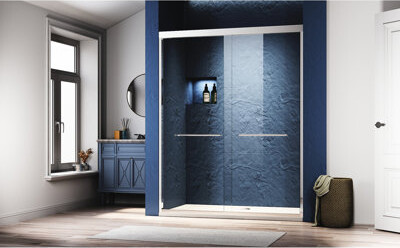 TUOXIN 50 - 54 In. W Adjustable Sliding Shower Door 72 H, Finish, Semi , Z97 Clear Tempered Glass, 304 Stainless Steel Handles, Humanized Handles For Bathroo