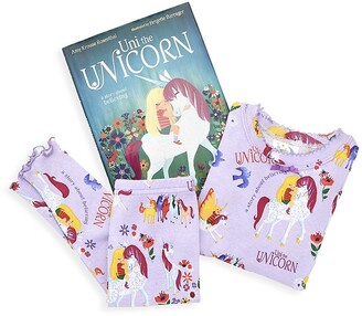 Books to Bed Little Girl's Uni The Unicorn 3-Piece Cotton Pajama & Book Set