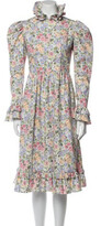 Thumbnail for your product : Batsheva Floral Print Midi Length Dress White