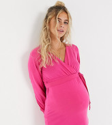 Thumbnail for your product : Mama Licious Mamalicious Maternity wrap top with volume sleeve in pink