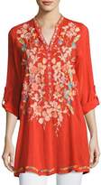 Thumbnail for your product : Johnny Was Nikky Embroidered Georgette Long Tunic, Orange, Petite