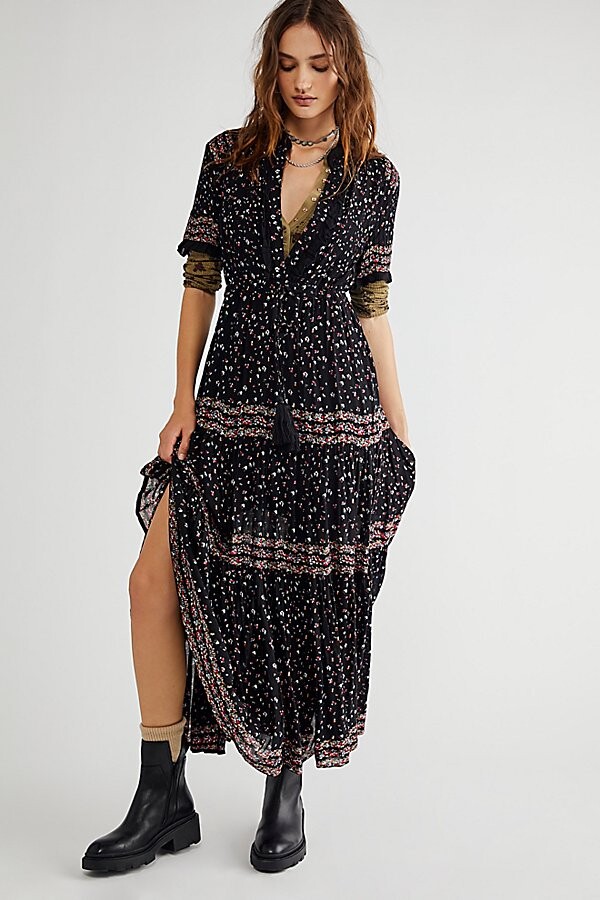 rare feeling pleated printed dress