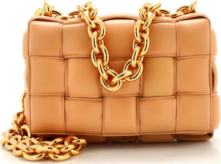 Bottega Veneta Women's The Chain Cassette Padded Leather Shoulder Bag Parakeet Gold