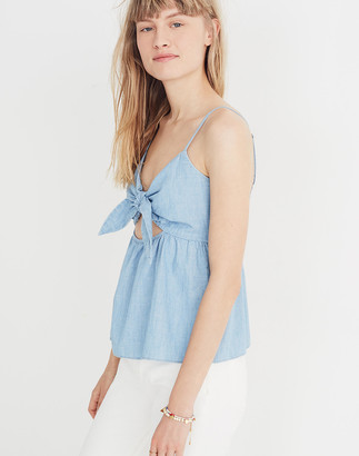 Madewell Chambray Tie-Front Keyhole Cami Top