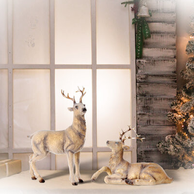 Regency International 7-12" Resin Flocked Deer