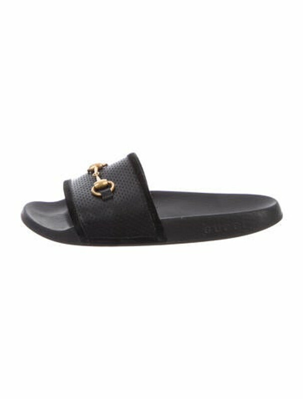 Gucci Horsebit Accent Leather Slides Black ShopStyle Sandals