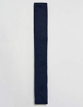 Selected navy knitted tie