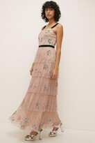 Thumbnail for your product : Oasis Womens Velvet Trim Embellished Tiered Maxi