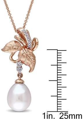 Laura Ashley 10-10.5mm Freshwater Cultured Pearl and Diamond 10K Rose Gold Pendant