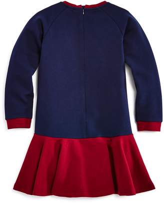 Armani Junior Girls' Logo Patches Drop-Waist Sweatshirt Dress