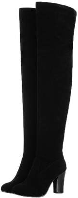Women Over the Knee Boots HooH Suede Winter Warm High Heel Chunky Knee High Boots 8 B(M) US