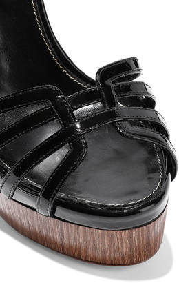 Sergio Rossi Cutout Patent-leather Platform Sandals