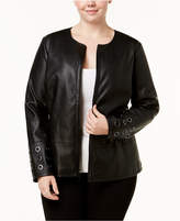 Thumbnail for your product : Alfani Plus Size Grommet-Trim Faux-Leather Jacket, Created for Macy's
