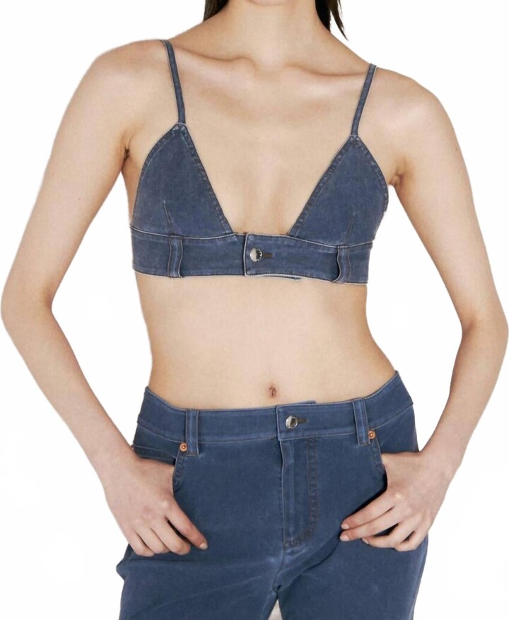 Alexander Wang Trompe L'Oeil Denim Bra Top In Blue