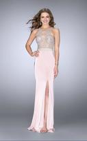 Thumbnail for your product : La Femme La Femme Rhinestone-Embellished Illusion Mermaid Long Evening Gown 24409