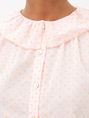 Loup Charmant Lilo Puff-sleeve Swiss-dot Organic-cotton Blouse - Pink Multi