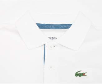 Lacoste Sport Ribbed Side Panel Polo Shirt Colour: WHITE, Size: Age 10