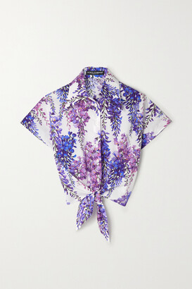 Dolce & Gabbana - Cropped Floral-print Cotton-poplin Shirt - Purple