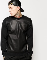 Thumbnail for your product : ASOS Sweater with Faux Leather Look Front