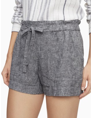Calvin Klein Linen Blend Tie Waist 4" Shorts