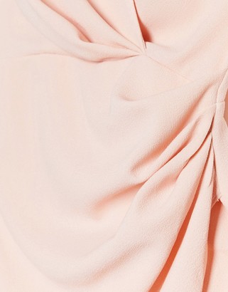 ASOS Petite ASOS DESIGN Petite long sleeve pleat front wrap mini dress in blush