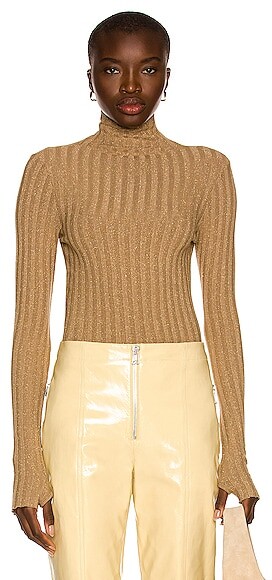 gold turtleneck sweater