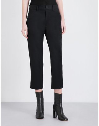 Y's Ys Cropped high-rise wool trousers