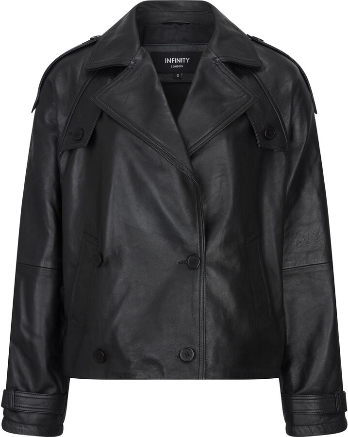 TruClothing Cropped Trenchcoat Leather Jacket