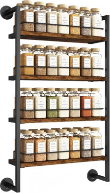 17 Stories 4 Tier Hanging Seasoning OrganizerLarge Spice Rack For Wall For Up To 50 JarsSpice Organization For Kitchen CabinetBathroomPantryLiving Room