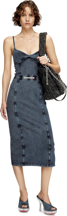 Midi dress in denim-look jersey