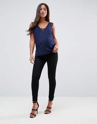 ASOS Maternity Design Maternity 'sculpt Me' Premium Jeans In Clean Black With Under The Bump Waistband