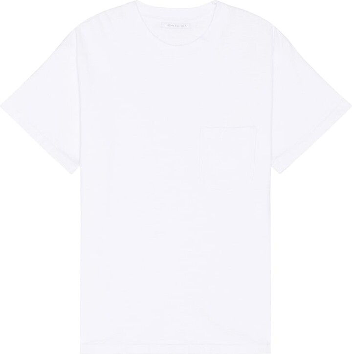 John Elliott Cropped Campus Pocket Tee in White