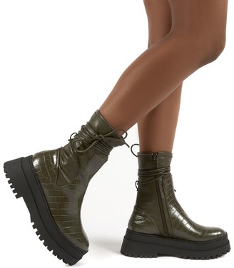 Public Desire Uk Finale Chunky Sole Ankle Wrap Chunky Sole Boots