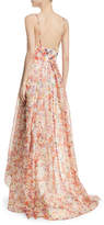 Thumbnail for your product : Badgley Mischka Beaded Floral Organza High-Low Gown