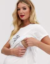 Thumbnail for your product : ASOS DESIGN Maternity nursing eat snuggle nap repeat slogan t-shirt