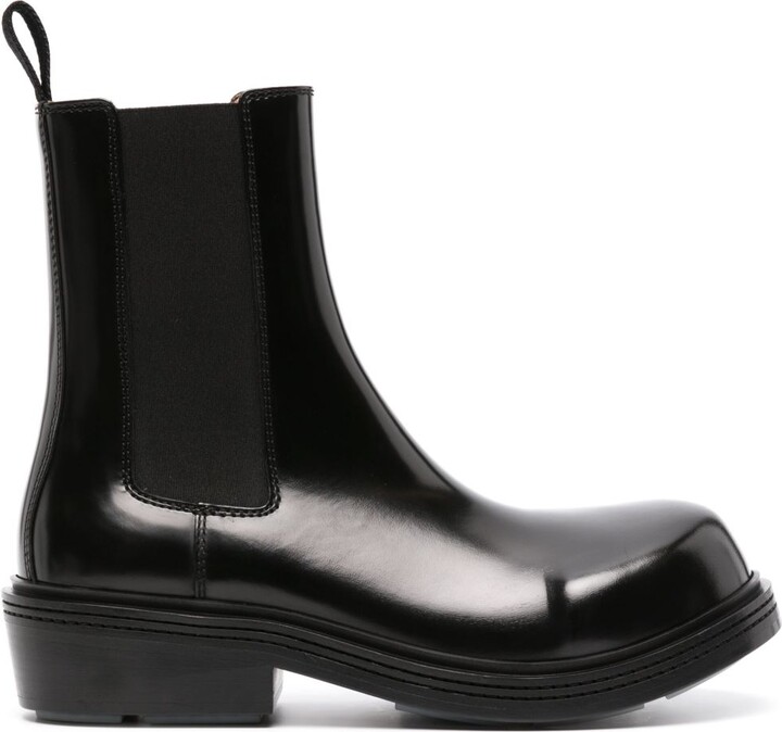 Bottega Veneta Black Fireman Leather Chelsea Boots