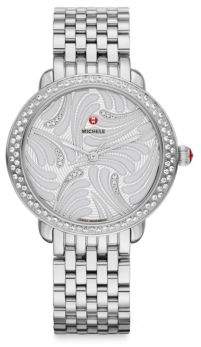 Michele Serein 16 Swan Diamond & Stainless Steel Chronograph Bracelet Watch
