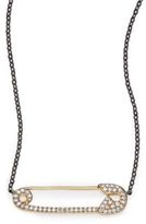 Thumbnail for your product : Adriana Orsini Pavé Blackened Sterling Silver Safety Pin Necklace