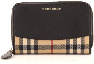 Burberry Marston Zip Around Organizer Wallet Leather with Horseferry Check  Canvas - ShopStyle
