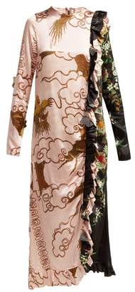 By Walid Suna Antique Silk Dress - Womens - Pink Print