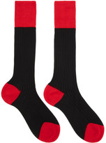 Thumbnail for your product : Prada Black and Red Bi-Color Socks