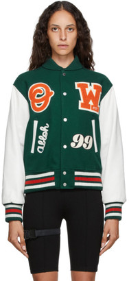 off white green varsity jacket