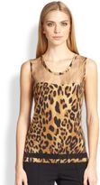Thumbnail for your product : Escada Mesh-Insert Leopard Shell