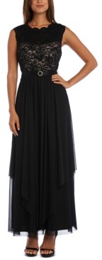 r & m richards sequined lace chiffon gown