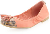 Thumbnail for your product : Elliott Lucca Stella Python-Cap-Toe Tassel Ballet Flat, Tangerine