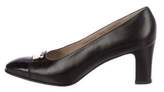 Thumbnail for your product : Ferragamo Leather Round-Toe Pumps Black Leather Round-Toe Pumps