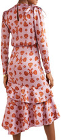 Thumbnail for your product : Johanna Ortiz Acordeon Del Mar Ruffled Printed Plisse-satin Dress