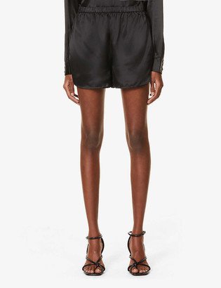 high waist satin shorts