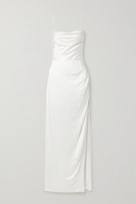 retrofete Marlene Crystal-embellished Draped Silk-satin Maxi Dress