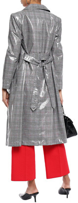 Boutique Moschino Checked Coated Cotton And Linen-blend Raincoat